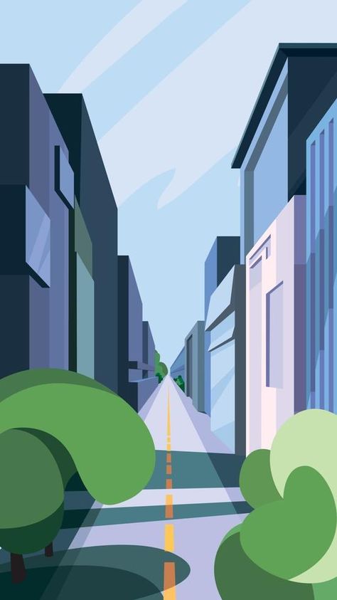 Beautiful city landscape. Urban scenery with modern buildings. Urban Landscape Illustration, Walkcycle Animation, Urban Scenery, City Vector, Vector People, City Landscape, Landscape Illustration, City Buildings, Modern Buildings