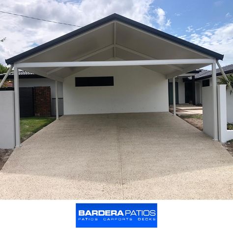 Check out this Cooldek® Carport by Bardera Patios in QLD! 🚗 Stratco Cooldek® insulated roofing offers a roof, insulation & ceiling-like finish in-one, keeping the temperature at a comfortable level for you & your vehicles while looking amazing! See more 👉 bit.ly/cooldek #stratco #howto #cooldek #roofing #patio #carport #insulatedroofing #temperaturecontrol #homeimprovement #outdoorliving #qld #queensland #burleighheads #barderapatios Stratco Cooldek, Garage Extension, Carport Ideas, Car Porch, Ceiling Insulation, Roof Insulation, Garage House, Pitched Roof, Queensland