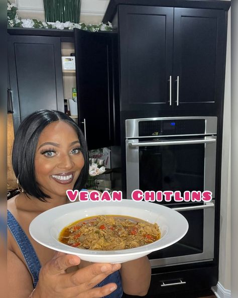 Yeah I did that! Chitlins or Chitterlings .. However you say it, I made them vegan and they are absolutely delicious. This recipe is perfect for Sunday Dinner with some collard greens and cornbread.. Let me know if you’re trying this recipe out #veganfood #soulfood #veganrecipes #chefjoya #foodie | Chef Joya | Chef Joya · Original audio Chitterlings Recipe, Vegan Soul Food, Collard Greens, Sunday Dinner, Sunday Afternoon, Vegan Eating, Soup And Salad, Soul Food, Cornbread