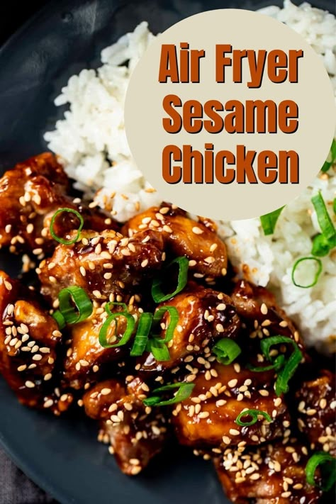 Air Fryer Sesame Chicken, Chicken Air Fryer Recipes, Sticky Chicken Recipe, Air Fryer Recipes Healthy Low Carb, Chicken Air Fryer, Healthy Sesame Chicken, Air Fryer Recipes Chicken Breast, Chicken Smothered, Asian Chicken Recipes