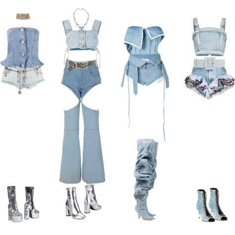 Fashion set Blackpink Mode Pastel, Korean Outfits Kpop, Group Outfits, Preformance Outfits, Gold Choker, Chain Belt, Kpop Fashion Outfits, Girls Fashion Clothes, Gianni Versace