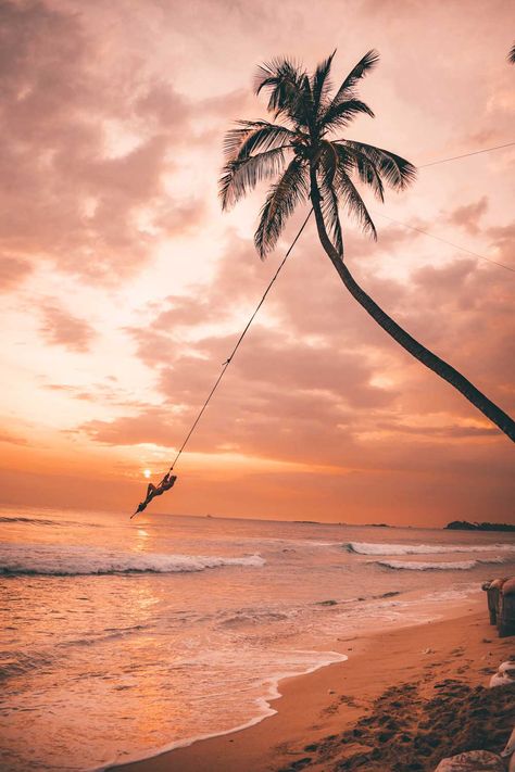 The famous beach swing in Dalawella, Sri Lanka Male Maldives, Sri Lanka Travel, Elephant Sanctuary, Beach Town, Train Rides, Beach Vibes, Land Scape, Maldives, Cool Places To Visit