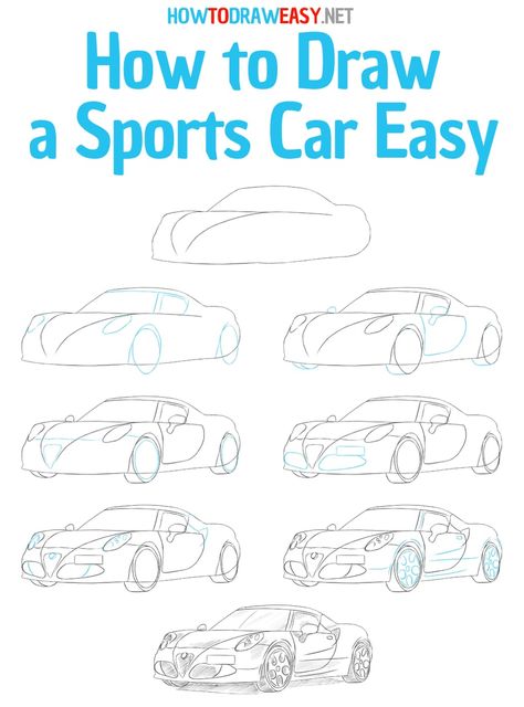 how to draw a sports car easy step by step #cardrawing #cars #car #sportscar #supercar #carsketching #carssketch #sketch #howtodraw #drawingtutorials #carsdrawing #hypercars #alpharomeo #italy #italia #italiancars #artwork #art #lineart #carshow #carlovers #cardrawings #drive #cardraw #draw #drawing #easydrawing #stepbystep #cardrawingpencil #drawingcar #howtodrawacar #howtodrawasportscar Step By Step Car Drawing, Drawing Ideas Step By Step, Kids Drawing Ideas, Car Drawing Pencil, Car Drawing Easy, How To Dr, Art Lineart, Tree Drawings Pencil, Car Drawing