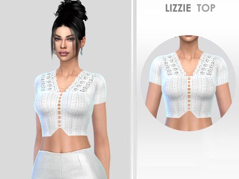 Tops Sims 4 Cc, Sims 4 Cc Clothes Female, Cc Top, Black Bandage Dress, White Knit Top, Female Tops, Game Codes, Sims Community, Sims 4 Cc Finds