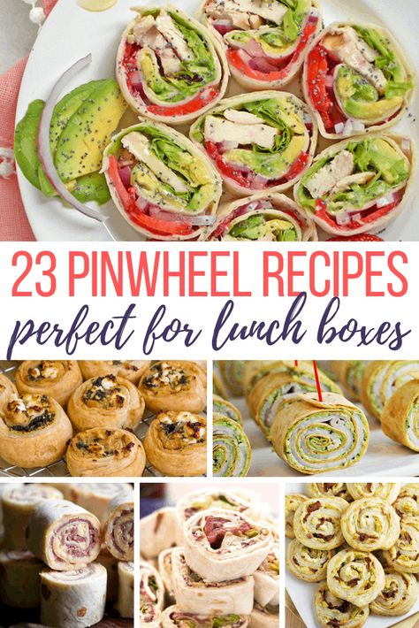 How to make easy pinwheel sandwiches for packed lunch! From vegetarian wraps to ham and turkey and more, there's something for kids and the adults. #coldlunch #fieldmeal #pinwheelrecipe Healthy Cold Wraps For Lunch, Pinwheel Sandwiches For Kids, Sack Lunch Ideas For Kids Field Trip, Boxed Lunch Ideas For Party, Pinwheels For Kids, Cold Wraps, Beach Foods, Poolside Appetizers, Pinwheel Sandwich Recipes