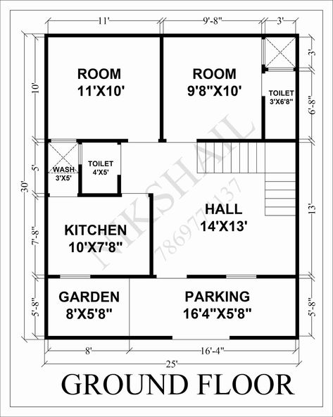 Smart House Plans, Elevation House, 20x30 House Plans, Ground Plan, 20x40 House Plans, 30x40 House Plans, Duplex Floor Plans, 2bhk House Plan, 3d Elevation