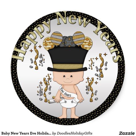 Baby New Years Eve Holiday sticker New Years Birthday Party, New Years Theme, New Years Birthday, New Years Decor, New Year's Eve Activities, Baby New Year, Christmas Candles Diy, New Years Ideas, Holiday Coasters