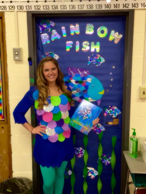 Rainbow Fish for Book Character Day at school! Rainbow Fish Teacher Costume, Rainbow Fish Book Week Costume, Rainbow Fish Trunk Or Treat, Rainbow Day At School Outfit, Character Day, Rainbow Fish Costume, Rainbow Fish Book, World Book Day Activities, World Book Day Outfits