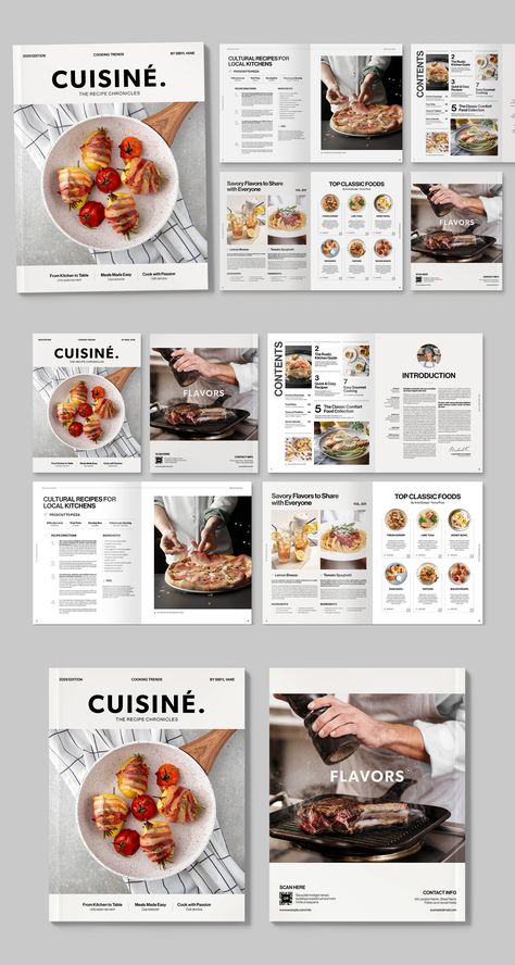 Cookbook Template in Bifold Layout Format with Recipe Card Layouts & Food Cooking Instruction Sheets Discover the ultimate Cookbook Template, perfect for chefs, food bloggers, and culinary enthusiasts. Available in InDesign IDML and INDD formats, this versatile layout is ideal for creating stunning recipe books, cooking magazines, or food brochures. With a clean, bifold design, it showcases recipes elegantly on each card or sheet, ensuring easy-to-follow instructions. Perfect for cooking classes, restaurant promotions, or family recipe collections, this template enhances any food-related project. Craft beautiful, professional-looking cookbooks with ease, captivating your audience and inspiring flavorful creations. Item Specifications: - Includes: Canva, InDesign IDML, & InDesign INDD - Fin Recipe Book Templates Layout, Food Magazine Layout Design, Cookbook Layout Design, Food Brochures, Food Magazine Layout, Restaurant Brochures, Restaurant Promotions, Brochure Food, Cookbook Template