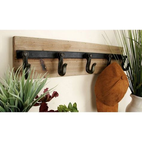 DecMode Metal Coat Rack | from hayneedle.com Wall Hook Rack, Wall Mounted Hooks, Decorative Wall Hooks, Wood Rack, Wall Rack, Reclaimed Wood Wall, Hat Rack, Industrial Wall, Coat Racks