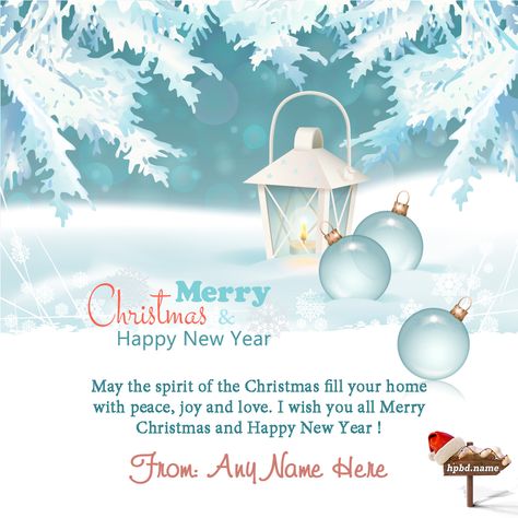 Winter Christmas And New Year Wishes Card With Name New Year Wishes With Name, Christmas And New Year Wishes, New Year Wishes Cards, Chrismas Wishes, Christmas Wishes Greetings, Happy Christmas Wishes, Best Christmas Wishes, Christmas Card Images, Card Greetings