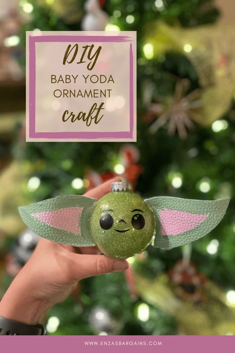 DIY Baby Yoda Ornament - Cute Craft for the Holidays! - Yoda Ornament Diy, Baby Yoda Ornaments Diy, Diy Ornaments Cricut, Star Wars Ornaments Diy, Baby Yoda Navidad, Stitch Ornaments Diy, Baby Yoda Christmas Tree, Geeky Christmas Decorations, Diy Baby Yoda