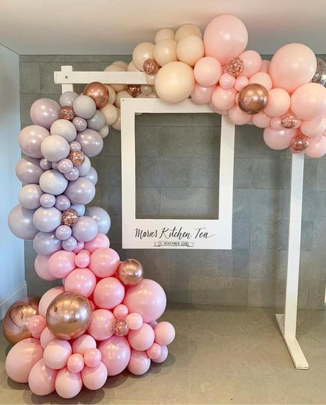 Perfête ®️ on Instagram: “Love this polaroid photo-booth by @ashdownandbee for a kitchen tea #bridalshower. I love this idea!! .#weddingwednesday . . Polaroid + Arch…” Polaroid Photo Booths, Sweet 17, Rustic Wedding Decorations, Diy Event, Photo Booth Frame, Wedding Scene, Wedding Balloons, Wedding Stage, Balloon Arch