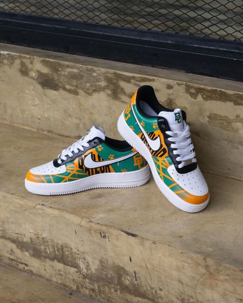 Baylors Bear Air Force 1 Custom Check more at https://danielcustoms.com/product/baylors-bear-air-force-1-custom/ Custom Nike Air Force 1 Ideas, Customise Shoes, Sepatu Air Jordan, Purple Motorcycle, Drip Style, Painted Converse, Nike Shoes Women Fashion, Shoes Decoration, Shoes Nike Air Force