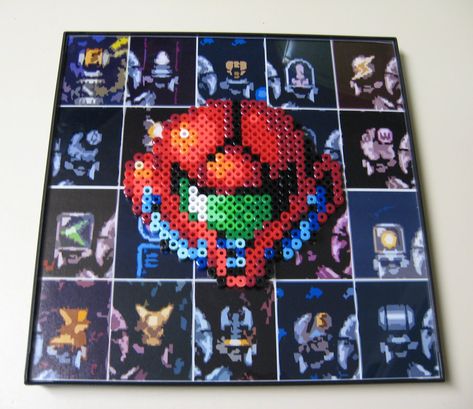 Perler Samus Helmet by Dlugo1975 on DeviantArt Samus Helmet, Super Metroid Snes, Nintendo Perler, Super Metroid, Super Mario World, Bead Sprite, Diy Perler Beads, Perler Patterns, Metroid