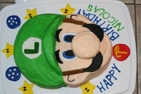 luigi+cake+ideas | Luigi Birthday Cake | Asian Fusion Kitchen Luigi Birthday Cake, Luigi Birthday Party, Luigi Cake, Luigi Party, Luigi Birthday, Mario Brothers Birthday Party, Mario Birthday Cake, Mario Bros Cake, Luigi Mansion