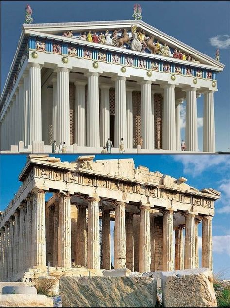 Rome Minecraft, Temple Of Athena, Greek Buildings, Greece Architecture, Ancient Roman Architecture, Acropolis Of Athens, Architecture Antique, Classical Greece, The Parthenon