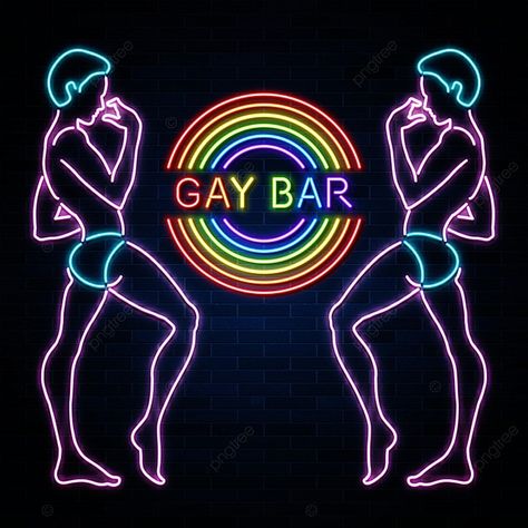 Gay Bar Neon Banner Poster Neon Banner, Bar Banner, Rainbow Vector, Man Silhouette, Gay Christmas, New Year Banner, Best Friend Outfits, Gay Aesthetic, Free Vector Graphics