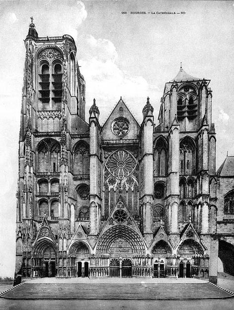 Bourges Cathedral, Cathedral Facade, Stained Glass Windows Church, Space Technology, Gothic Cathedrals, Architecture Sketchbook, Baroque Architecture, Church Architecture, Architecture Old