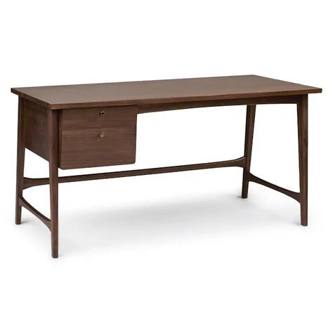 The Comfortably Organized Bundle | Article Walnut Computer Desk, Crave Attention, Mid Century Modern Home Office, Modern Home Office Furniture, Walnut Desk, Article Furniture, Wood Writing Desk, Condo Design, Oak Bookcase