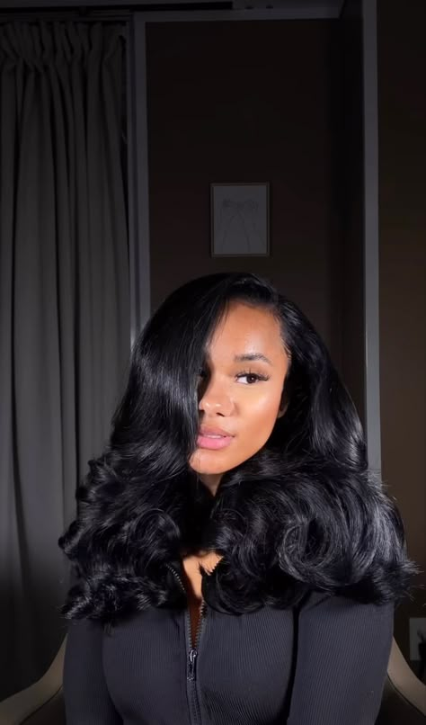 Mid Back Sew In Weave, Mid Length Hair Long Layers, Mid Length Blowout, Medium Length Curled Hair, Hair Inspo Black Women, Style With Scarf, Long Hair Updos, High Bun Hair, Black Hair Updo Hairstyles