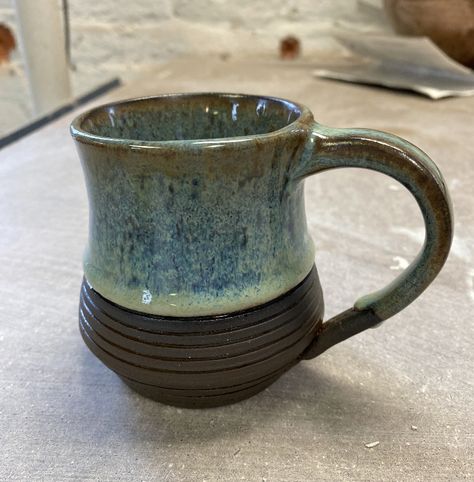 Textured turquoise x2 over blue rutile x2 on brown bear clay @amacobrent Glazes For Dark Brown Clay, Glaze On Brown Clay, Glazing Dark Brown Clay, Glaze On Dark Clay, Brown Bear Clay Glaze, Dark Brown Clay Pottery, Dark Clay Glaze Ideas, Brown Bear Clay Glaze Ideas, Dark Clay Pottery