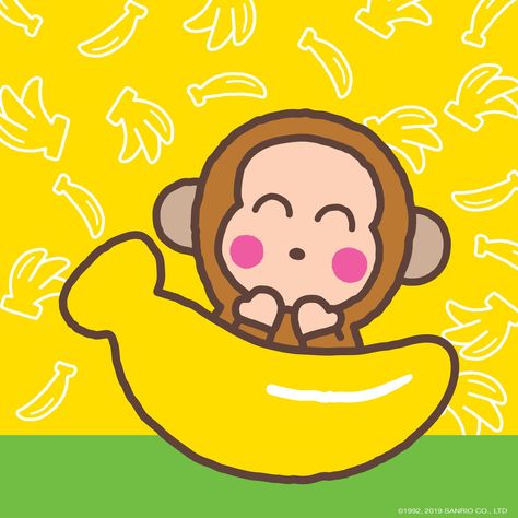 Page Borders Free, Banana Monkey, Monkey Icon, Monkey Pictures, Hello Kitty Friends, Project Life Cards, My Melody Kuromi, Pet Monkey, Sanrio Wallpaper