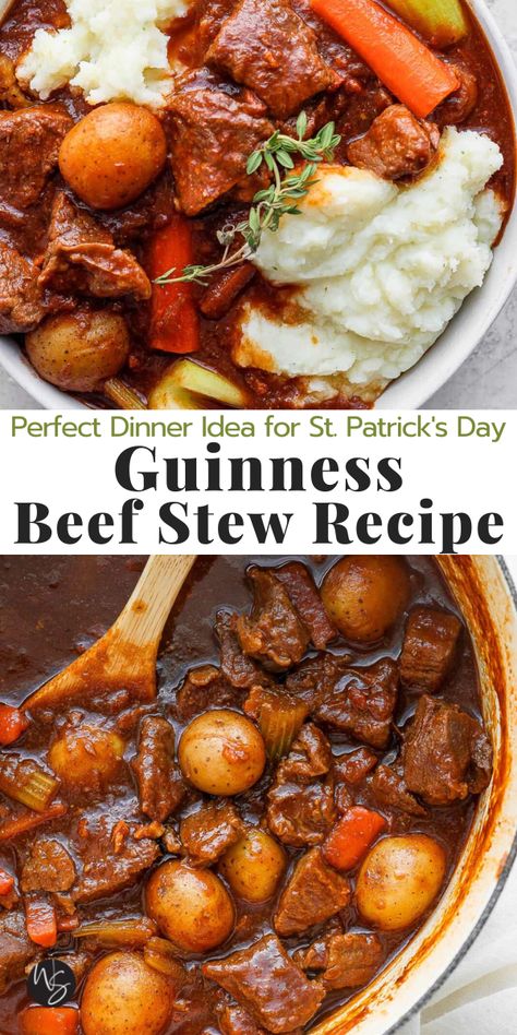 Guineas Beef Stew Crock Pot, Guinness Stew Slow Cooker, Guinea’s Beef Stew, Guiness Stew Recipes, Guiness Irish Stew Recipe, Beef Stew And Mashed Potatoes, Slow Cooked Beef Recipes, Irish Stew Recipe Guinness, Cooking With Beer Recipes