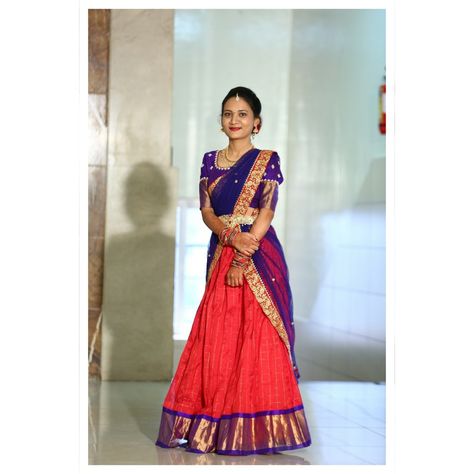 Red and violet lehanga with jewelry Custom Made Outfits, Made Outfits, Red And Violet, Client Diaries, Half Saree, Bridal Looks, Hand Embroidery, Custom Made, Violet