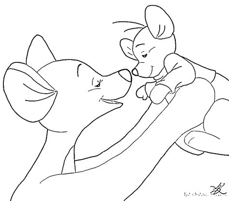 Kanga And Roo Tattoo, Winnie The Pooh Kanga, Winnie Phoo, Kangaroo Image, Roo Winnie The Pooh, Kanga And Roo, Winnie The Pooh Drawing, Disney Canvas Art, Cool Tattoo Drawings