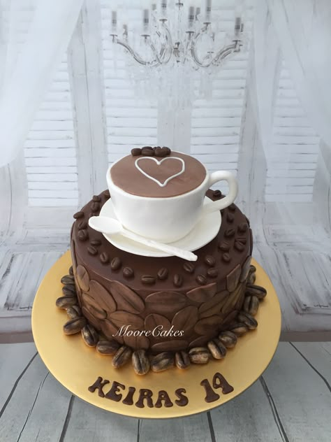 Cake Coffee, Coffee Cake Decoration Birthdays, Coffee Theme Birthday Cake, Coffee Cake Design Ideas, Coffee Design Cake Ideas, Coffee Theme Cake, Coffee Mug Cake Design, Coffee Themed Cake, Coffee Theme Cake Ideas