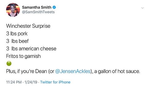 Winchester Surprise Recipe, Supernatural Recipes, Supernatural Food, Supernatural Finale, Wedding Plans Ideas, Supernatural Tumblr, Dinner Side, Dinner Side Dishes, American Cheese