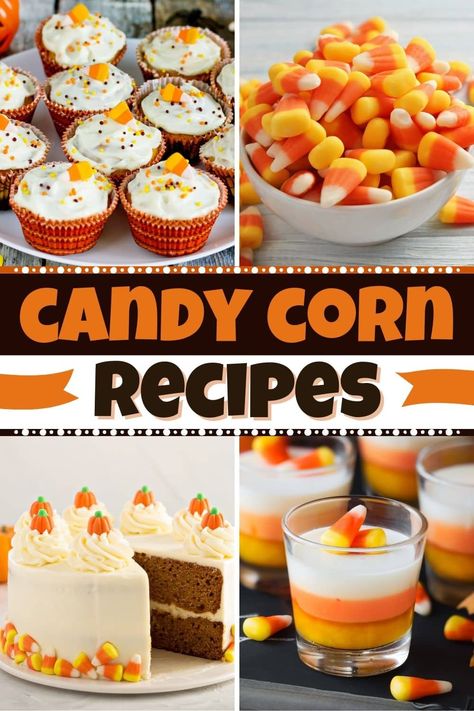 Halloween Treats Candy Corn, Things To Do With Candy Corn, Recipes With Candy Corn, Pumpkin Candy Corn Desserts, Candy Corn Dessert Recipes, Leftover Candy Corn, Candy Corn Bark, Candy Corn Desserts, Candy Corn Cake