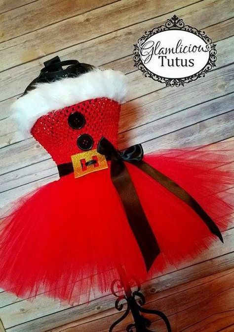 Hello and welcome to my store!  Please see shop announcement for my current turn around time! This listing is for 1 (one) Santa inspired tutu dress! The dress is made on a red crochet tutu top. The bottom is made of the following colors: red. The bottom has 2 layers of tulle. The top has a black Diy Christmas Costumes, Christmas Character Costumes, Mrs Claus Dress, Glitter Belt, Christmas Tutu Dress, Tutu Top, Santa Claus Outfit, Crochet Tutu, Christmas Elf Costume