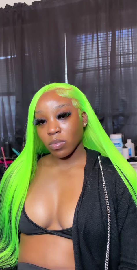 Lime Green Wigs For Black Women, Neon Green Lace Front Wig, Lime Green Frontal Wig, Green Frontal Wig Install, Lime Green Wig Install, Lime Green Wig Black Women, Lime Green Lace Front Wig, Green Lace Front Wigs Black Women, Slime Green Hair