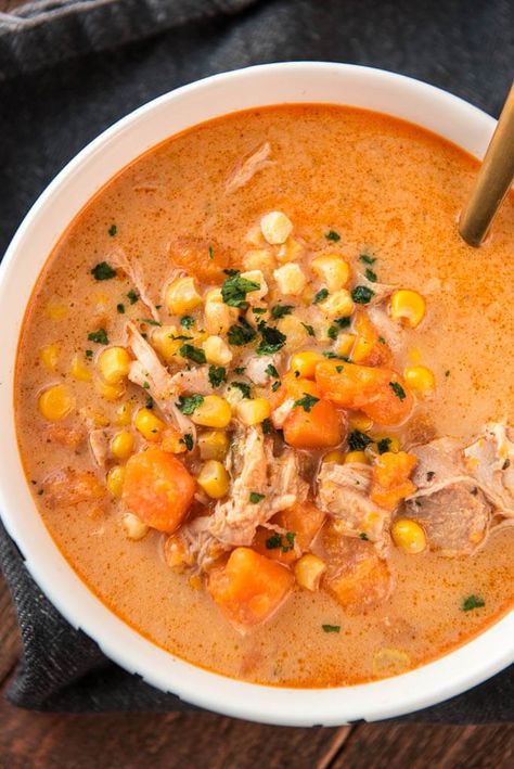 Infradian Rhythm, Sweet Potato Chowder, Potato Soup Recipes, Chicken And Sweet Potato, Soup Slow Cooker, Sweet Potato Soup Recipes, Potato Chowder, Soup Chicken, Food Soup