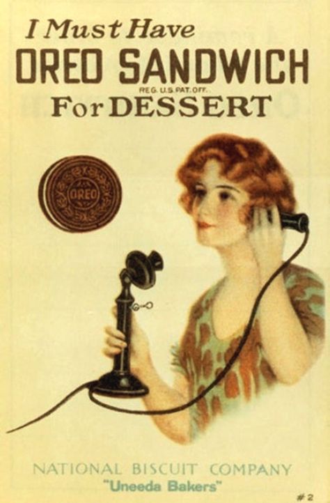 Oreo sandwich biscuits. 1912. Old Advertisements, Oreo Cookie, Retro Advertising, Food Ads, Poster Ads, Retro Ads, Wow Art, Old Ads, Vintage Tins