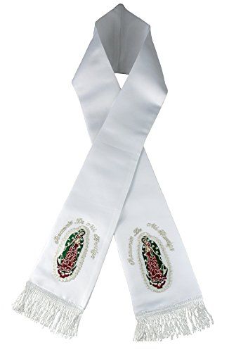 Altotux Satin Embroidered Christening Baptism Stole Scarf Sash Lady of Guadalupe 57 With Words Lady Guadalupe, White Lady, Baptism Ideas, Stole Scarf, Lady Of Guadalupe, Baby Month By Month, Christening, Baby Shop, Baby Fashion