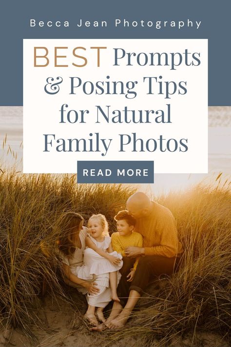 On my blog I share my favorite posing tips and family photo prompts to capture the joy of exploration and genuine connections during family photo sessions. Find more helpful photography business tips and hacks at beccajeanphotography.com Family Photo Prompts, Family Session Poses, Photography Business Tips, Prompts Ideas, Family Photoshoot Poses, Jean Photography, Sibling Poses, Photo Prompts, Picture Prompts