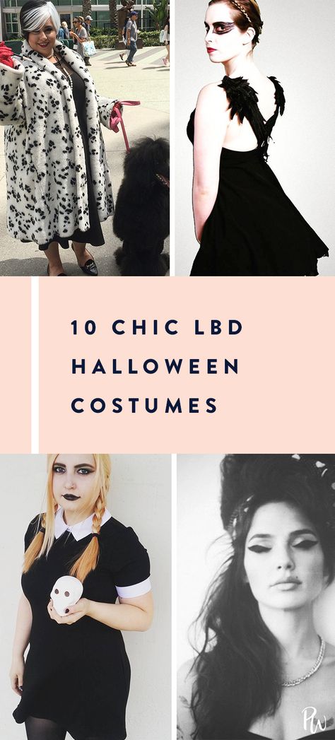 All Black Womens Halloween Costume, Halloween Black Dress Ideas, Easy Black Dress Halloween Costume, Diy Black Halloween Costumes, Lbd Halloween Costume Ideas, Easy Goth Halloween Costume, Lbd Halloween Costume, Costumes With A Black Dress, Black Costumes Women