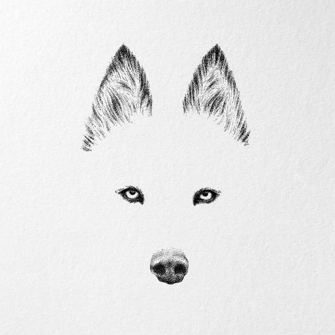 Minimalist Husky. Stippling Ink Drawings. Click the image, for more art by Nelly Todorova. Husky Tattoo Design, Husky Tattoo, Husky Drawing, Small Dog Tattoos, Tattoos For Dog Lovers, Dog Line Art, Cowgirl Art, Dog Tattoo, Simplistic Tattoos