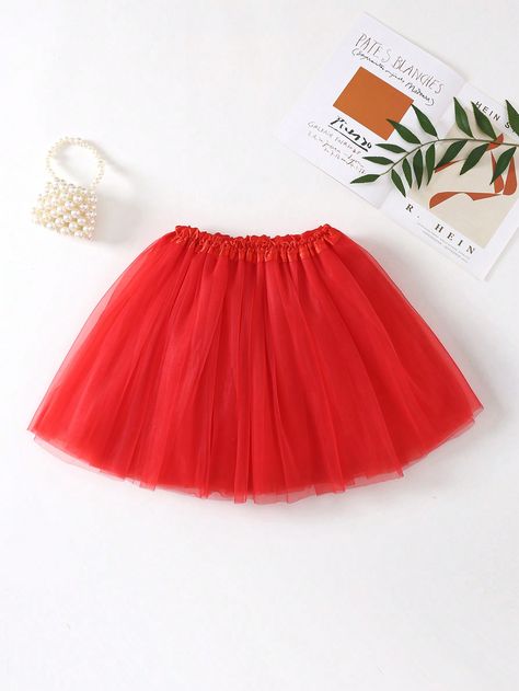 Women Mesh TUTU Skirt, Solid Color Mesh Skirt, Casual And Versatile Style, Suitable For Stage PerformancesI discovered amazing products on SHEIN.com, come check them out! Tutu En Tulle, Red Tulle Skirt, Fluffy Skirt, Halloween Queen, Girls Skirts, Tulle Tutu Skirt, Skirt Casual, Tulle Tutu, Stage Performance