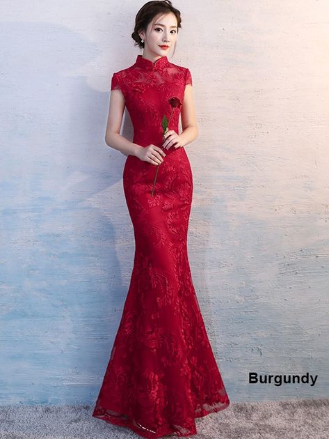 Chinese Style Wedding Dress, Red Chinese Wedding Dress, Long Qipao, Cheongsam Wedding Dress, Wedding Dresses Xl, Cheongsam Wedding, Wedding Cheongsam, Qipao Wedding, Chinese Wedding Dress