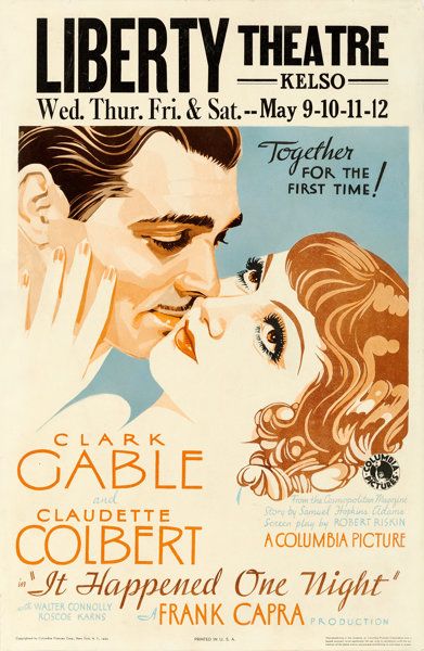 Romance Movie Poster, Old Movie Poster, It Happened One Night, Hollywood Poster, Classic Films Posters, Claudette Colbert, Old Movie Posters, Old Hollywood Movies, Classic Movie Posters