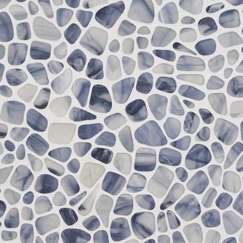 Artmore Tile Marine Blue 12-in x 12-in Frosted Glass Pebble Stone Look Floor and Wall Tile (0.96-sq. ft/ Piece) in the Tile department at Lowes.com Blue Glass Tile Backsplash, Pebble Tile Shower Floor, Pebble Tile Shower, Frosted Glass Wall, Artmore Tile, Rock Tile, Blue Glass Tile, Affordable Tile, Wall Mosaic