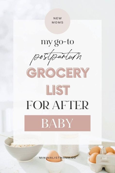 Sharing my easy postpartum grocery list for after baby - new moms are sooo busy and having a newborn baby is overwhelming - here are my favorite easy postpartum meals for new moms plus a printable grocery list for the stuff you'll need to make them! (+21 easy postpartum meals & snacks for breakfast, lunch and dinner) Easy Postpartum Meals, Snacks For Breakfast, Postpartum Meal, Meals For New Moms, Postpartum Meals, Quick Easy Lunch, Printable Grocery List, Pretzel Crisps, Pregnancy Checklist