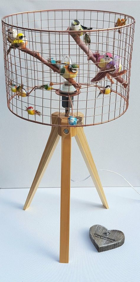 Bird Cage Lamp, Bird Room Ideas Bedrooms, Tiki Craft, Bird Lamps, Bamboo Resort, Birdcage Light, Rainbow Birds, Birdcage Lamp, Bird Light