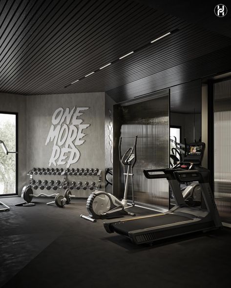 Gym Aesthetic Design, Gym Entrance Design Entry Ways, Gym Wall Design Ideas, Home Gym Accent Wall, Black Gym Interior, Gym Moodboard, Personal Training Studio Design, Dark Gym, Gym Door