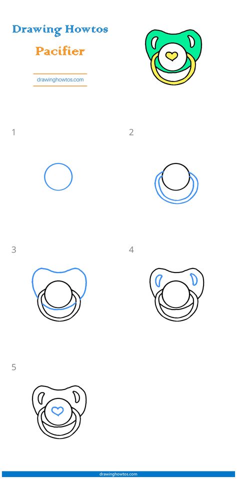 How to Draw a Pacifier - Step by Step Easy Drawing Guides - Drawing Howtos How To Draw A Pacifier, Pacifier Drawing Simple, How To Draw Baby, How To Draw A Baby, Pacifier Tattoo, How To Draw Babies, Pacifier Drawing, Baby Drawing Easy, Calendar Doodles