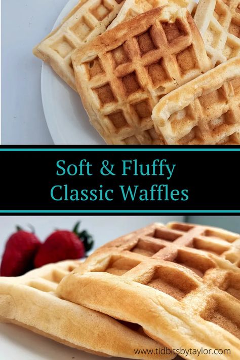 Soft Waffle Recipe, Classic Waffles, Breakfast Strawberries, Easy Waffle Recipe, Waffle Maker Recipes, Fluffy Waffles, Waffles Easy, Waffles Recipe, Waffle Recipe